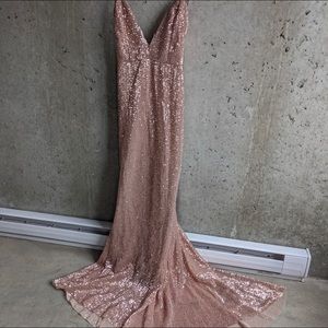 Pink Sequin Floor Length Gown Size Medium